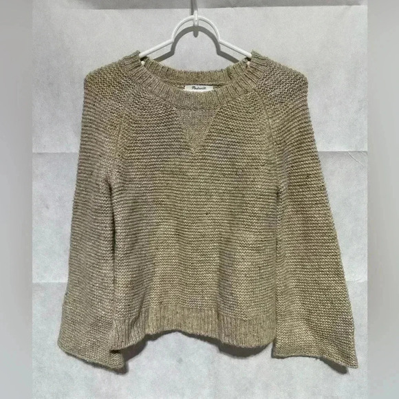 Madewell Sweaters - Madewell Women’s Wide Sleeve Rainbow Flecked Wool Alpaca Blend Tan Sweater Sz XS